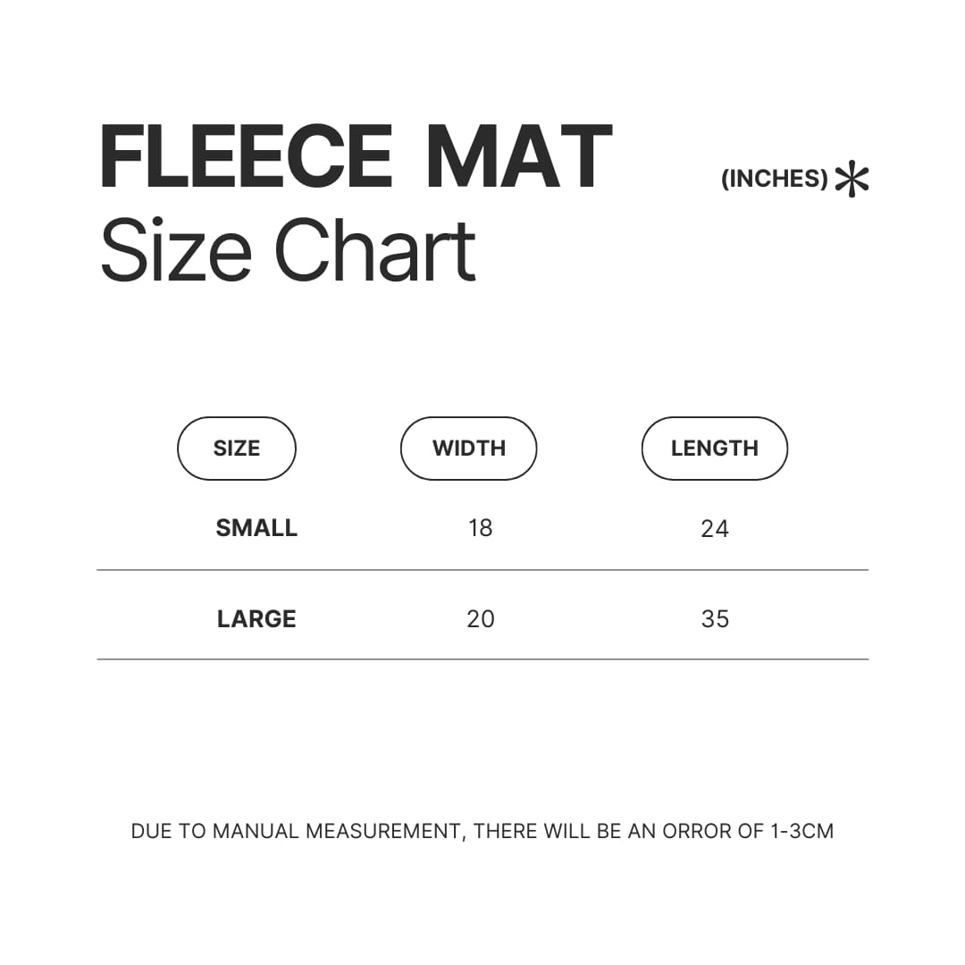 Fleece Mat Size Chart - Silent Hill UK Shop