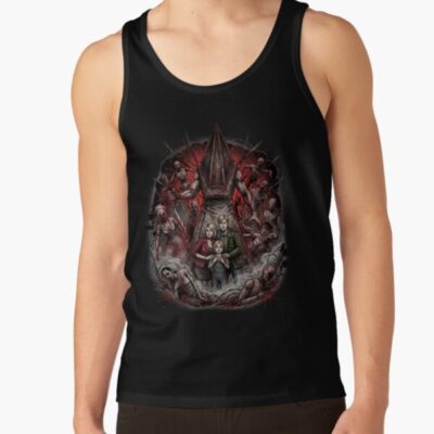 Pyramid Head Silhouette Silent Hill 2 Remake Fog Horror Red Pyramid Thing Sticker Tank Top
