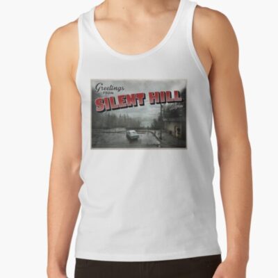 Silent Hill Inspired Greetings From Silent Hill Maine Usa Vintage Retro Postcard Weathered Design Horror Tank Top