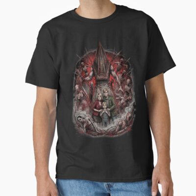 Pyramid Head Silhouette Silent Hill 2 Remake Fog Horror Red Pyramid Thing Sticker T-shirt