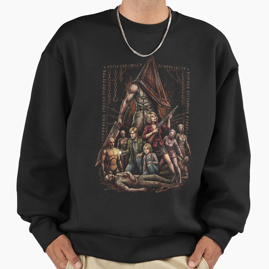 Helmeted Horror Pyramid Head Silent Hill 2 Remake Great Knife Art Sweatshirt