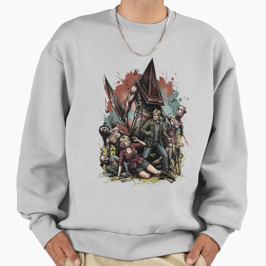 Pyramid Head Otherworld Silent Hill 2 Remake Fog Horror Boss Fight Sweatshirt - Image 4