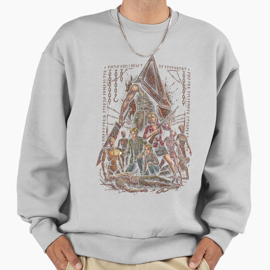 Helmeted Horror Pyramid Head Silent Hill 2 Remake Great Knife Art Sweatshirt - Image 4