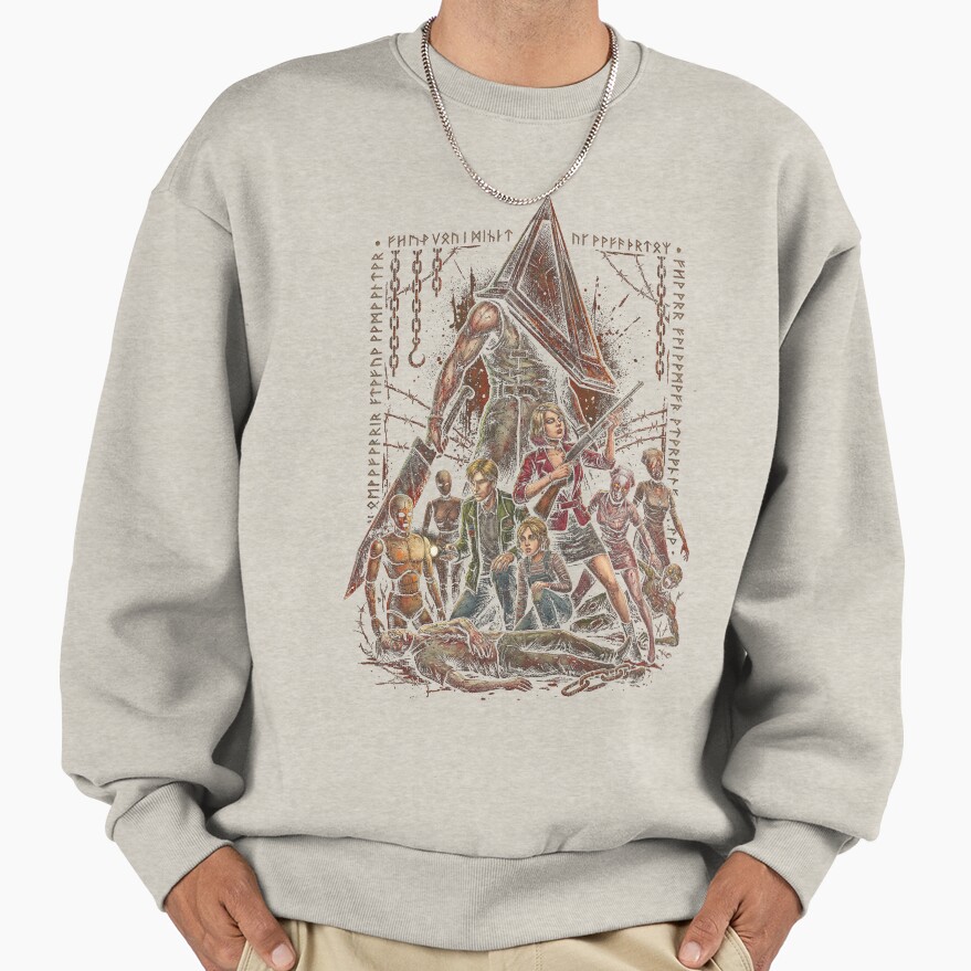 Helmeted Horror Pyramid Head Silent Hill 2 Remake Great Knife Art Sweatshirt - Image 3