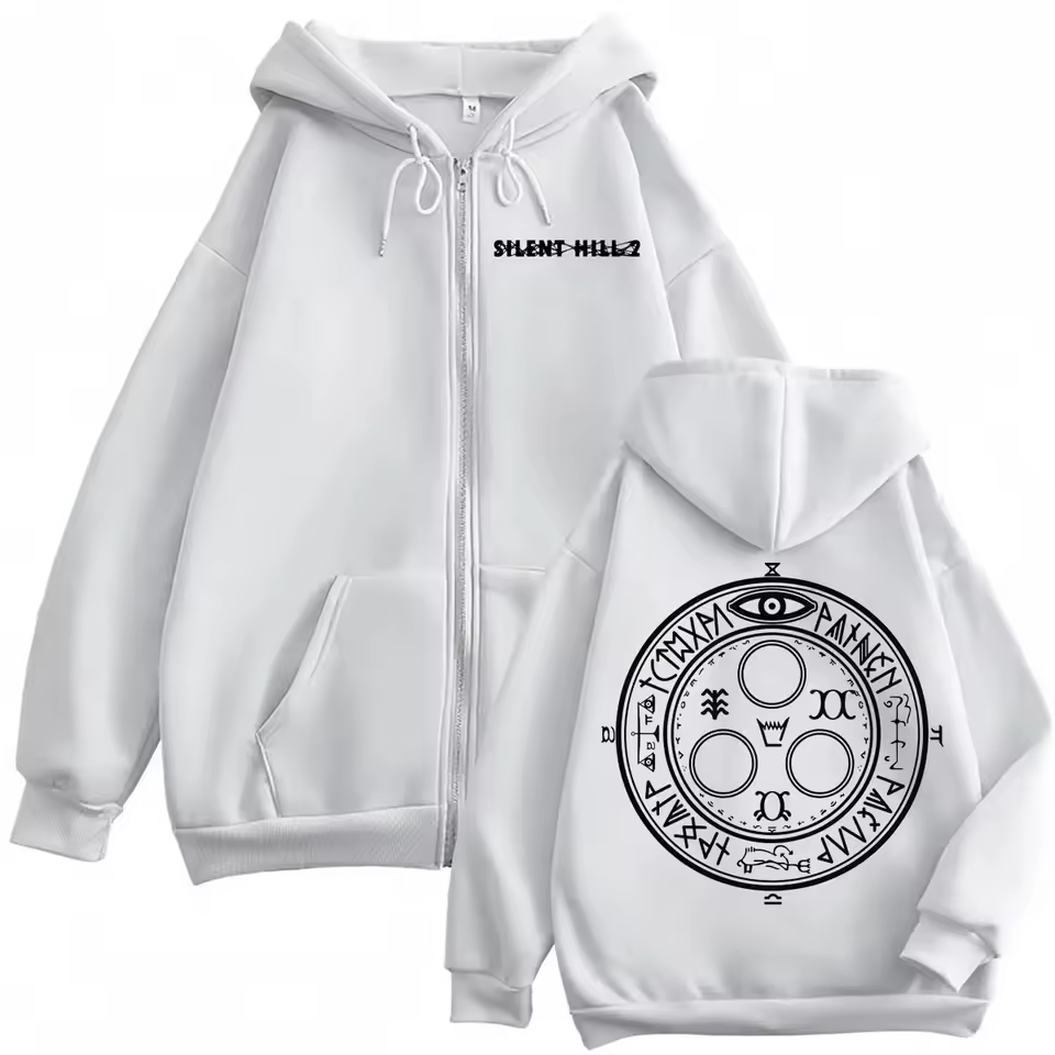 Silent Hill 2 Game Print Gray Hoodie Zipper Jacket